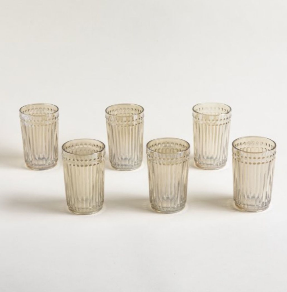 SET X 6 VASOS ALTOS DE VIDRIO COLOR CHAMPAGNE LINEA CARDIFF 400 ML