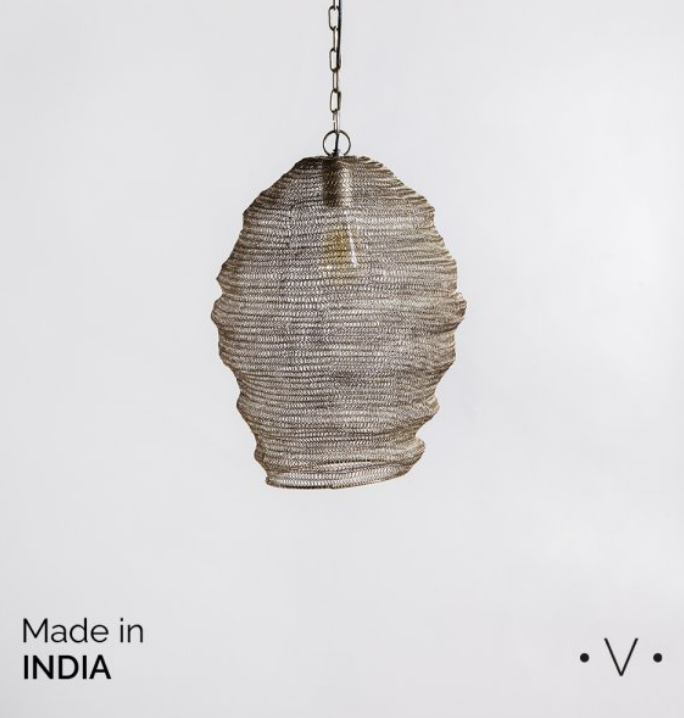 LAMPARA COLGANTE MADHUR SILVER ANTIQUE 45X37 CM