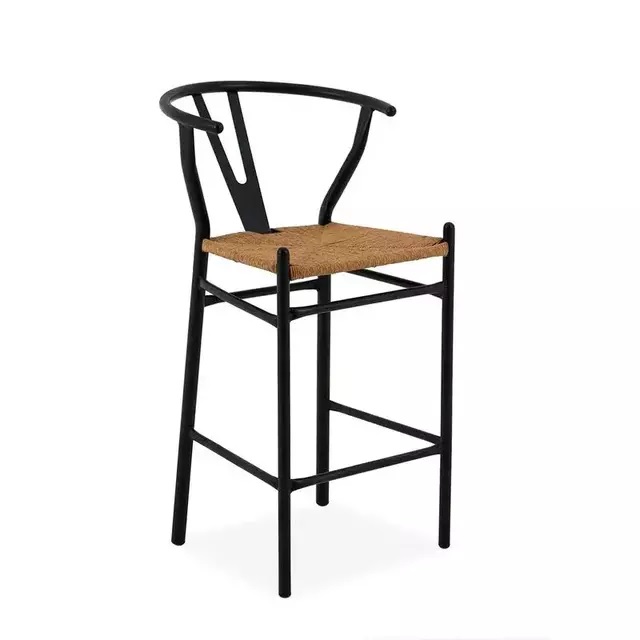 BANQUETA WISHBONE EST. ACERO NEG/NAT