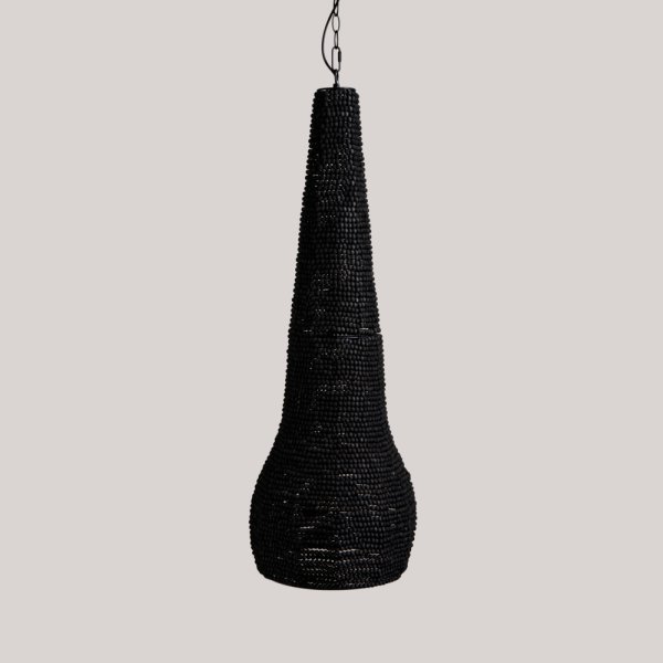 LAMPARA COLGANTE DE MADERA BLACK Y HIERRO 103,5X36,5 CM