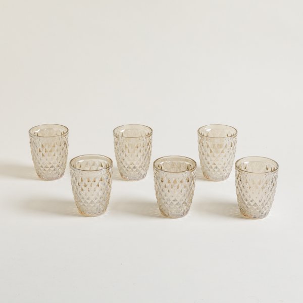 SET X 6 VASOS BAJOS COLOR CHAMPAGNE DIAMANTE 250 ML