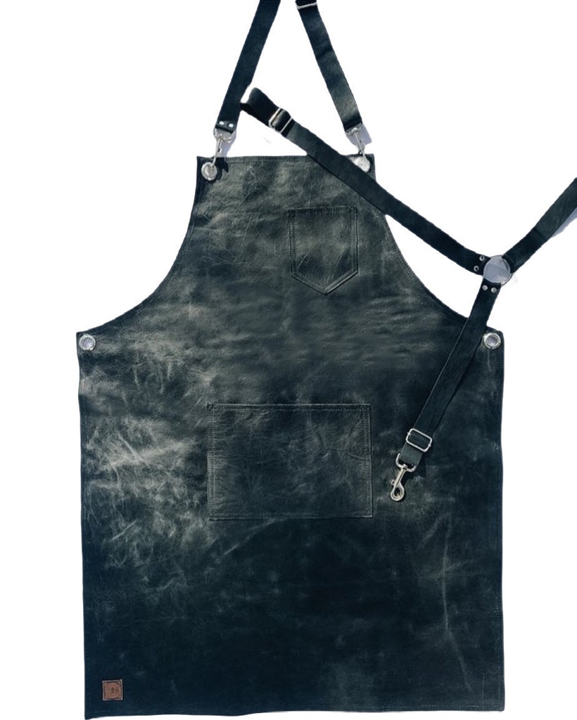 DELANTAL CUERO NEGRO PATINADO