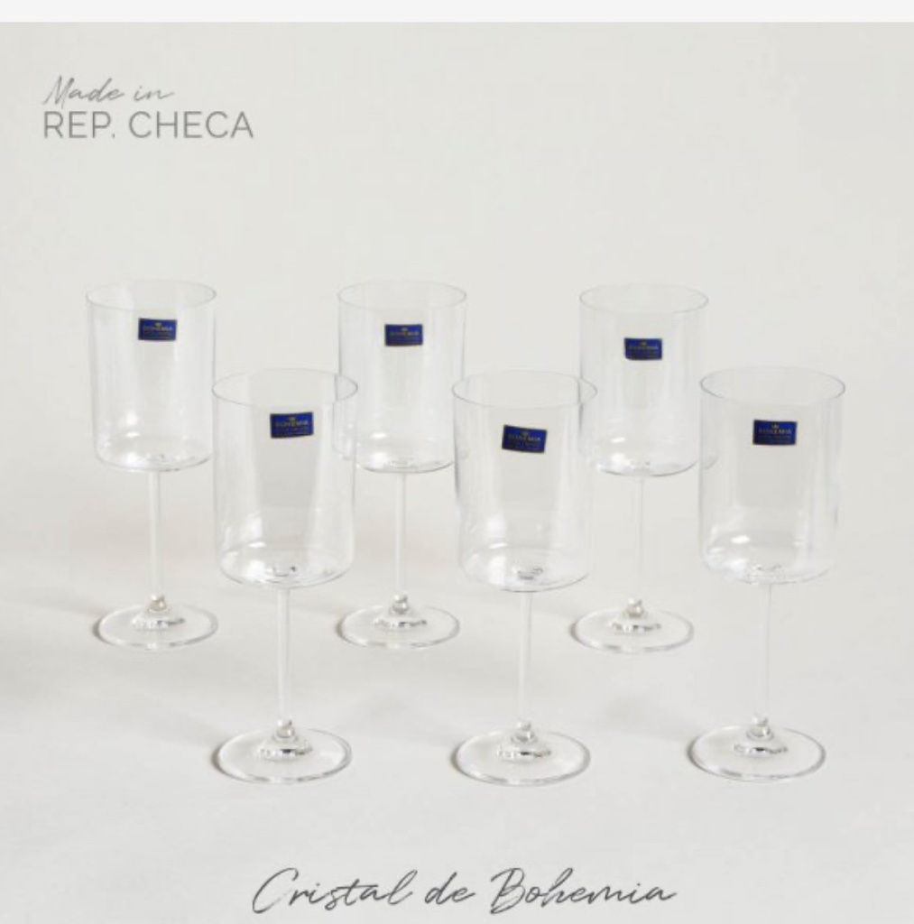 SET X 6 COPAS DE CRISTAL DE BOHEMIA ANITA 400 ML