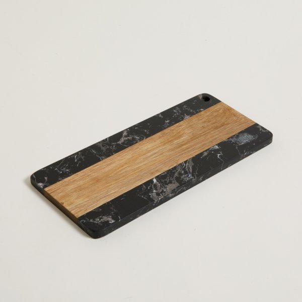 TABLA MACAEL MARMOL NEGRO Y MADERA 35X16 CM