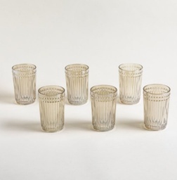 SET X 6 VASOS ALTOS DE VIDRIO COLOR CHAMPAGNE LINEA CARDIFF 400 ML