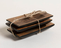 SET DE 3 COPETINEROS RECT ACACIA MANILA BLACK 16,5X9 CM