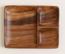 BANDEJA ACACIA RECTANGULAR DE 3 DIVISIONES MANILA 25,5X19 CM