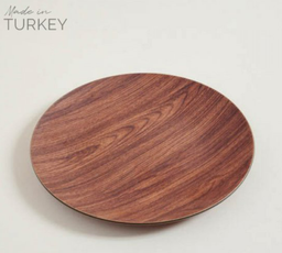 PLATO REDONDO DE PP SIMIL MADERA NOGAL 27 CM