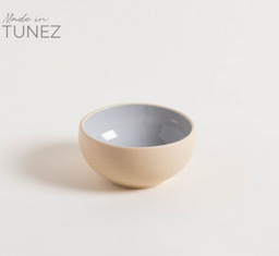 BOWL KORBA GRIS CLARO BRILLANTE CON BEIGE 15 CM