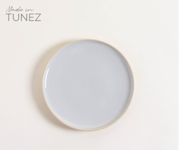 PLATO POSTRE KORBA GRIS CLARO BRILLANTE CON BEIGE 20 CM