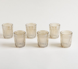 SET X 6 VASOS BAJOS DE VIDRIO COLOR CHAMPAGNE LINEA CARDIFF 300 ML