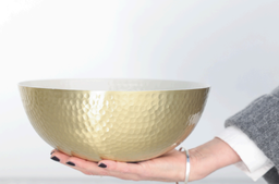 Bowl de metal martillado Gold/Opaque white grande D 25